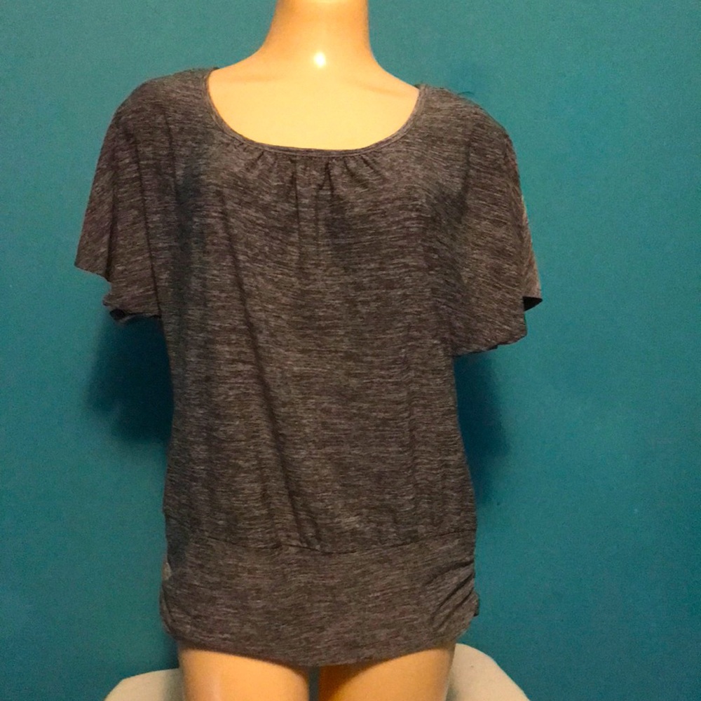 AB Studios Heather Grey Scoop Neck Blouse